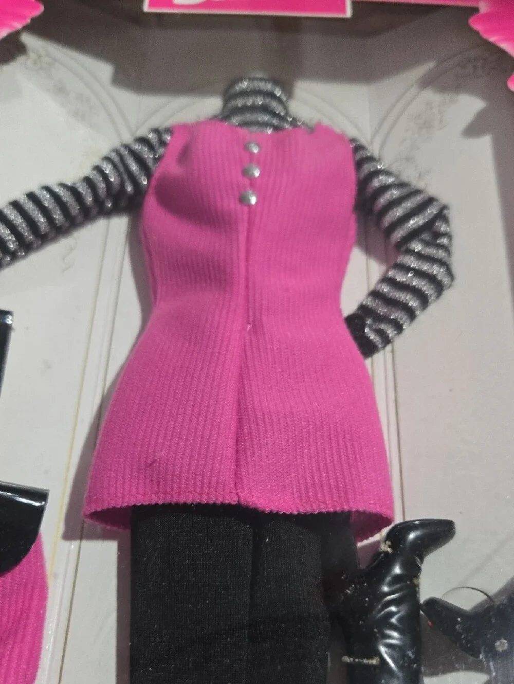 Vintage 1997 Barbie Boutique Fashion Avenue Pink Jumper Striped Shirt NIB 18136